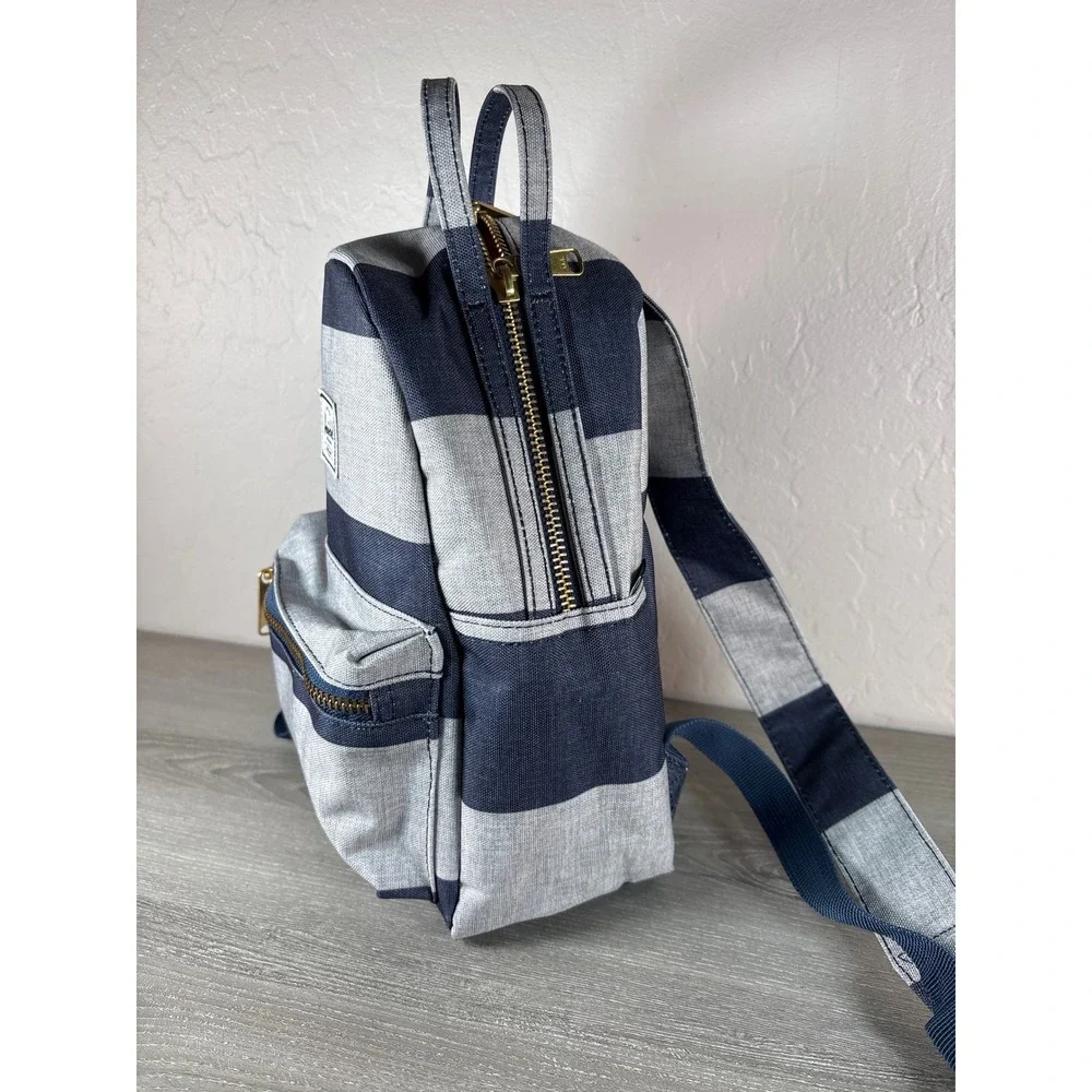 Herschel Supply Co Nova Mini Backpack Navy‎ Blue Grey Striped Canvas Bag